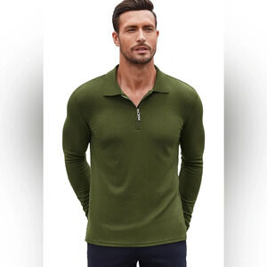 Long Sleeve Quarter Zip Polo Shirt